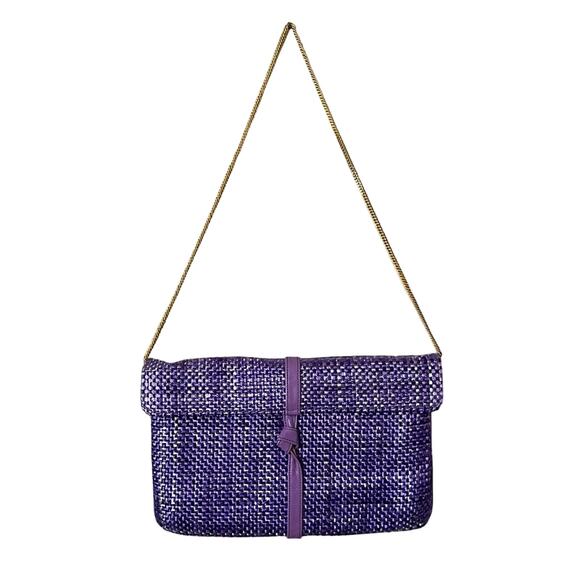 HILF Originals Vintage Retro Purple Weave Shoulder Bag Gold Chain Strap - Picture 1 of 11
